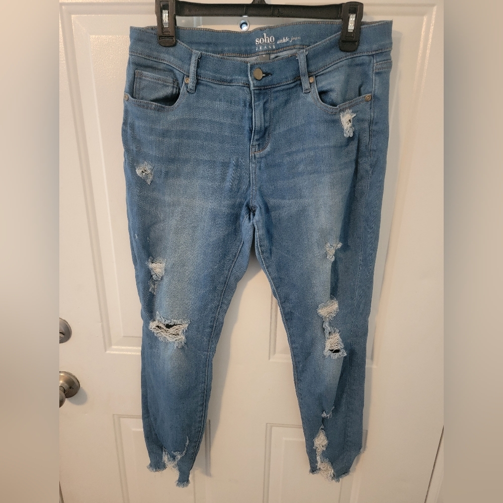 New York & Co ankle distressed stretch jeans size 10